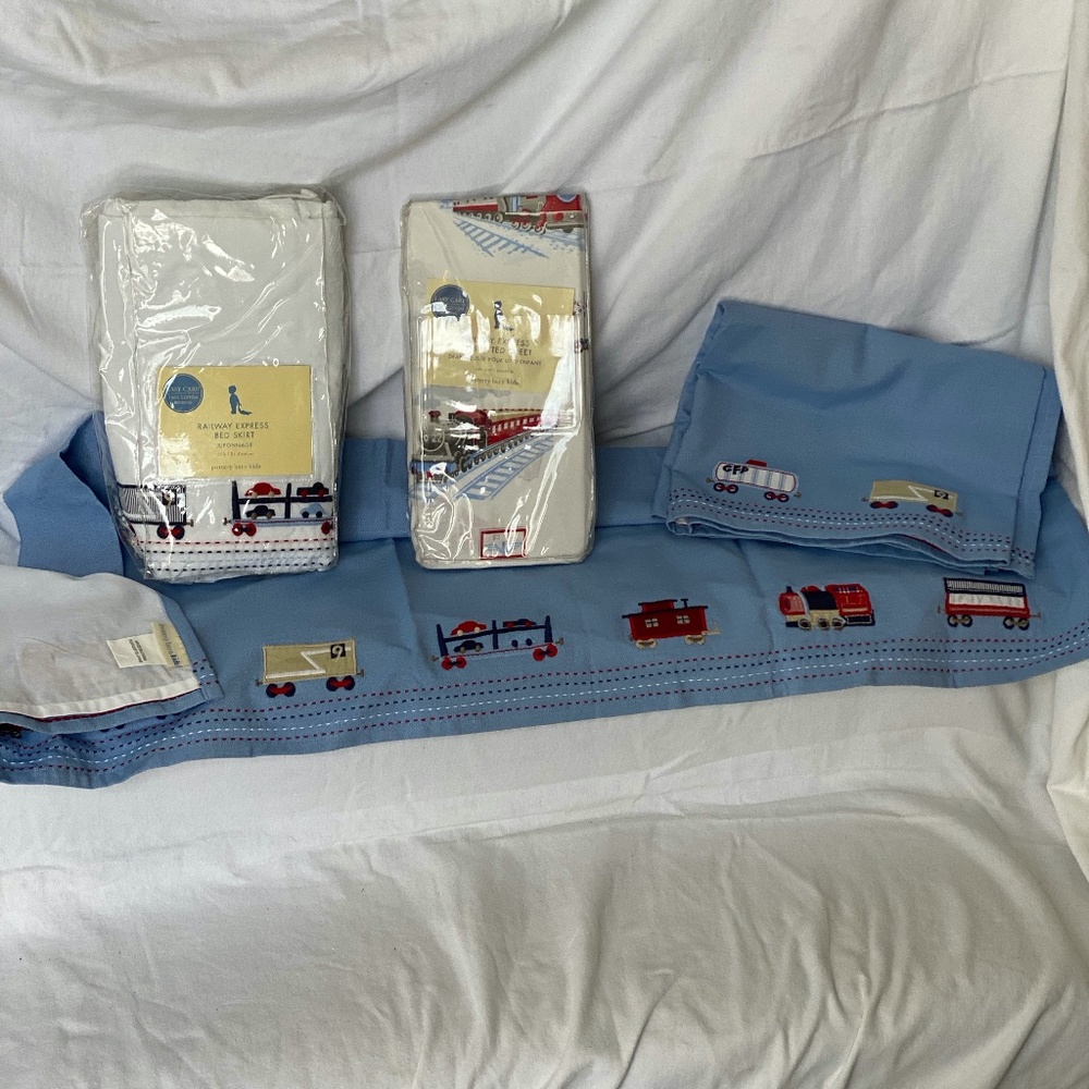 NWT! PBK Curtain Panels + Cribskirt + Cribsheet